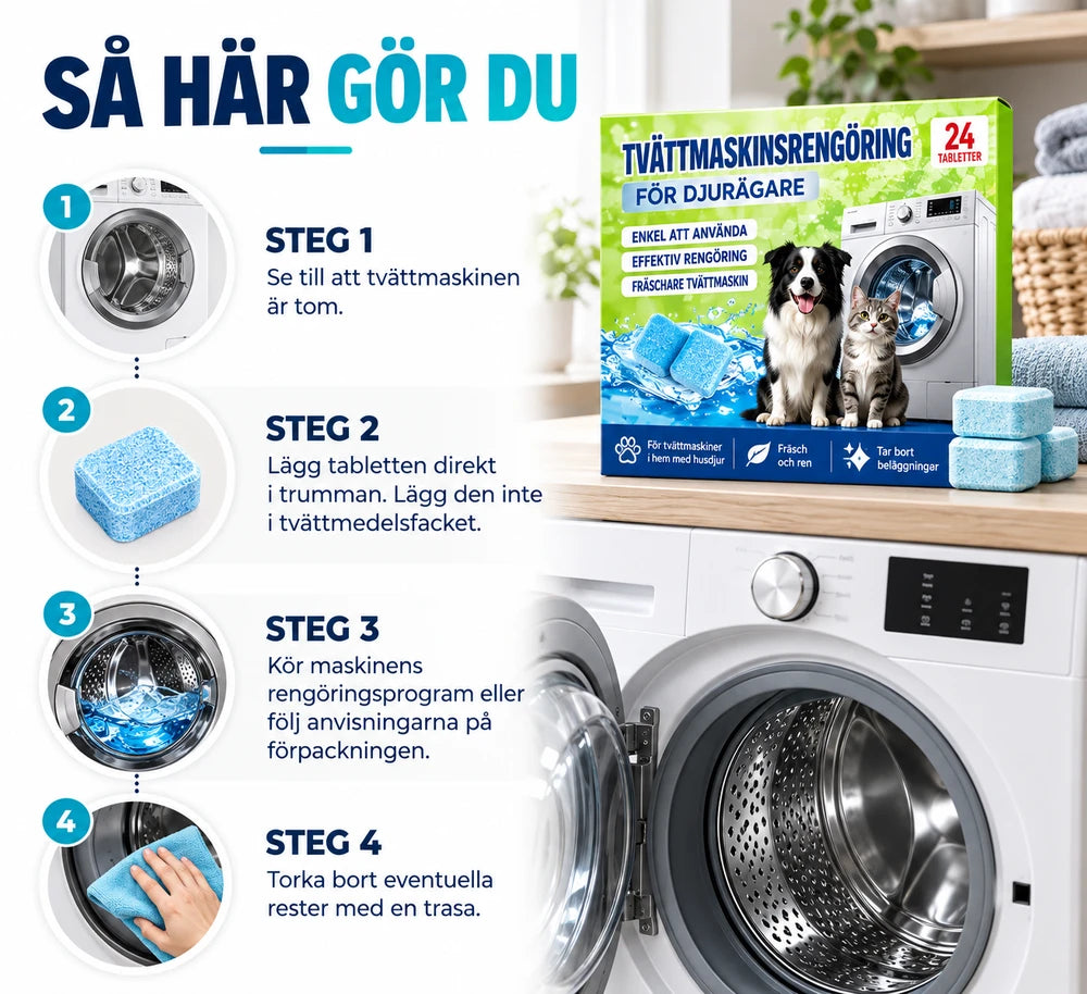 Tvättmaskinsrengöring för husdjurshushåll